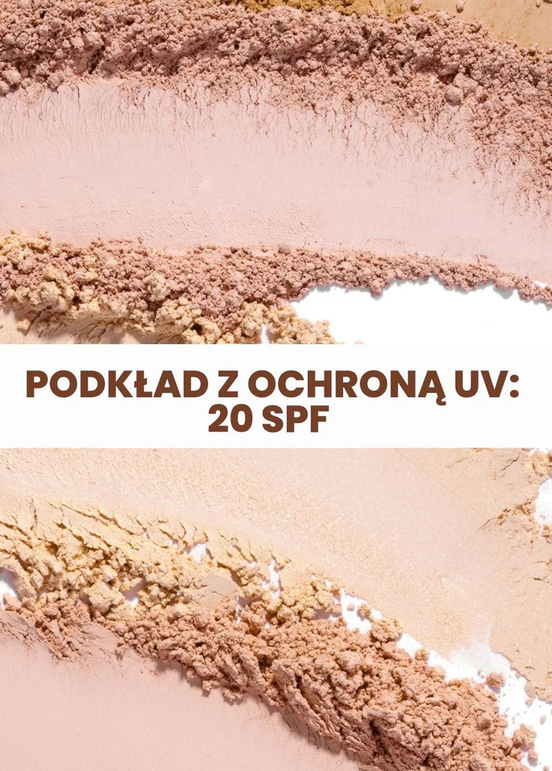 Różnorodne odcienie podkładu rozświetlającego Annabelle Minerals z informacją o ochronie UV 20 SPF