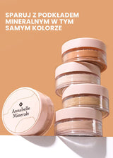 Stylowe słoiczki korektora mineralnego Annabelle Minerals na delikatnym brzoskwiniowym tle