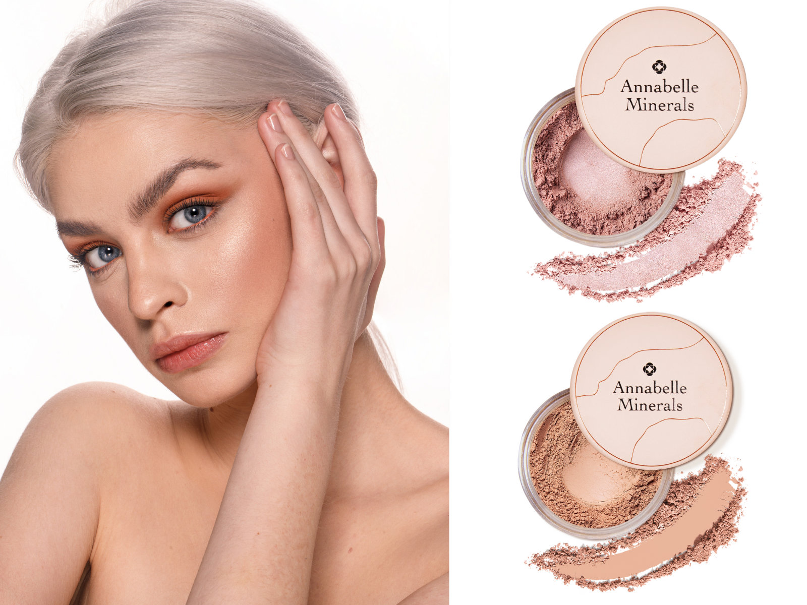 Draping różami mineralnymi Annabelle Minerals w odcieniach Honey i Peach Glow